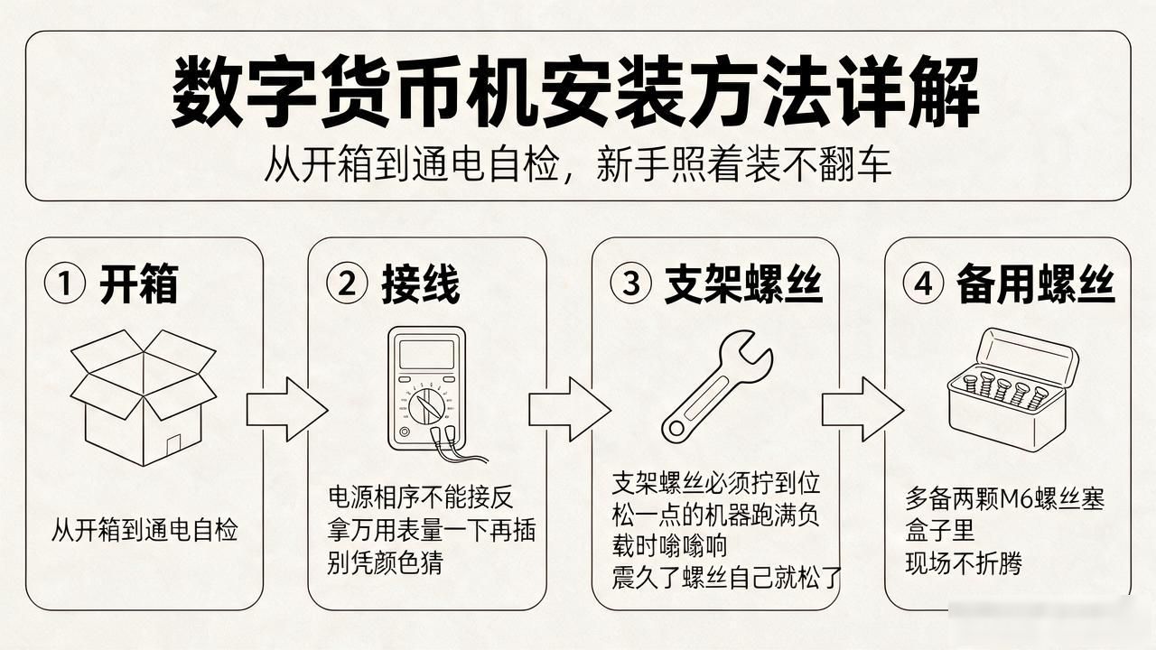 数字货币机安装方法详解，从开箱到通电自检，新手照着装不翻车