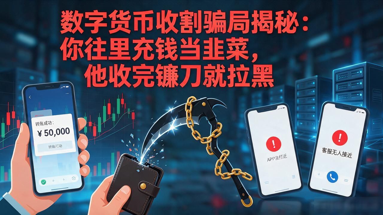 数字货币收割骗局揭秘：你往里充钱当韭菜，他收完镰刀就拉黑