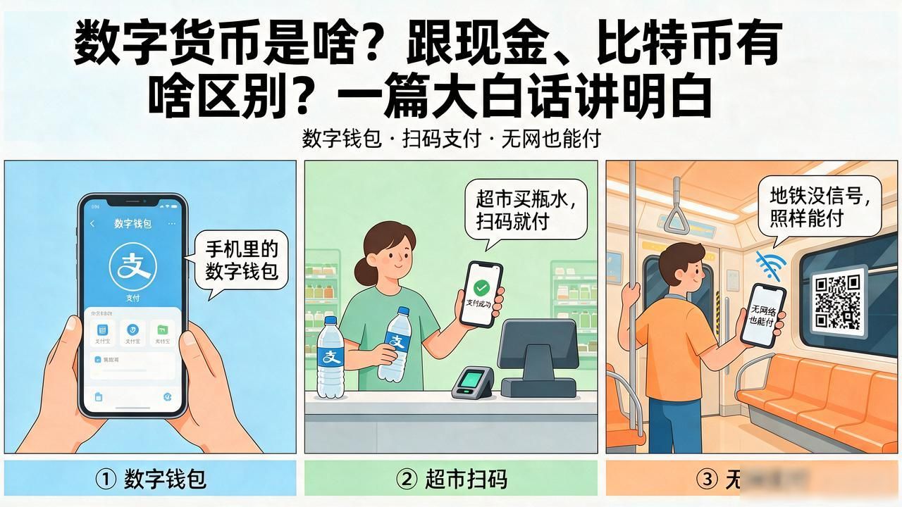 数字货币是啥？跟现金、比特币有啥区别？一篇大白话讲明白