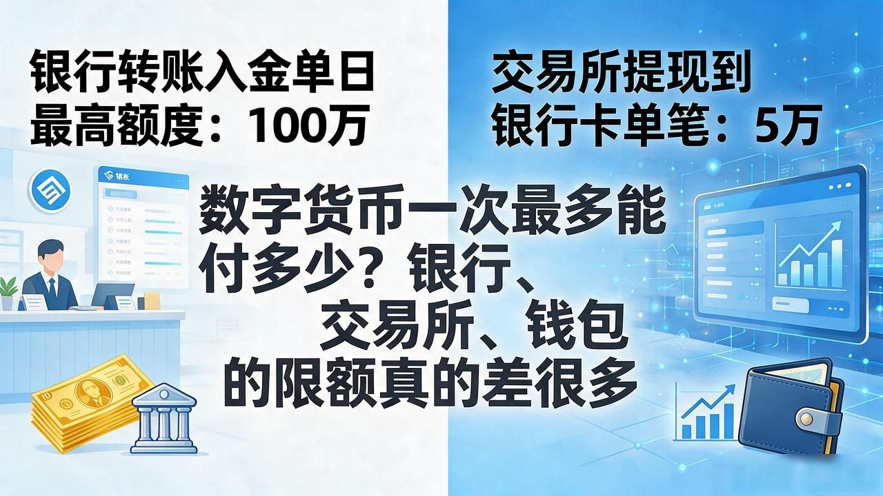 数字货币一次最多能付多少？银行、交易所、钱包的限额真的差很多